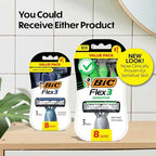 BIC Flex 3 Men's Disposable 3-Blade Razors, Smooth Shave Razors With Pivoting Head and Aloe Strip, 8-Pack