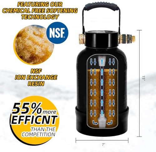 Filterelated RV Water Softener -16000 Grain Portable Water Softener with 3/4 "Brass Fitting and Custom Hose, Softened Hard Water Filter System for RV,Boats,Mobile Car Washes,Pressure Washes