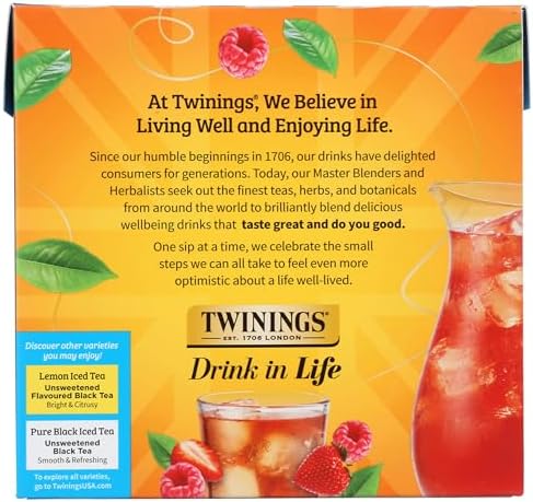 Twinings, Tea Iced Herbal Strawberry Raspberry, 72 Count