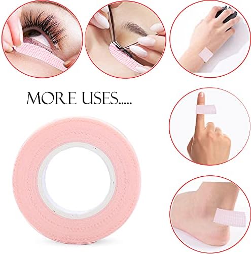 6 Rolls Eyelash Tape,Adhesive Fabric Eyelash Extension Tape,Breathable Micropore Fabric Tape for Eyelash Extension Supplies,9 m/10 Yard Each Roll (Pink)