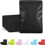 FireKylin 100 Pack Resealable Packaging Bags for Small Business Double-Sided Color Smell Proof Bags for Food Storage Flat Bags (Black, 4" x 6")