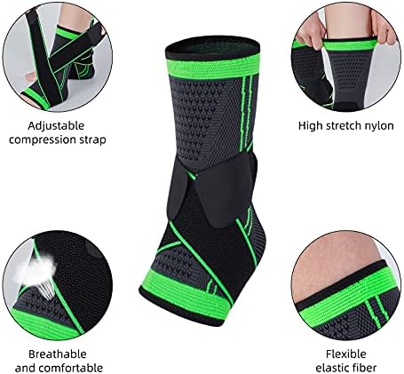 Ankle Support Braces (1Pair), Breathable Ankle Compression Sleeves with Adjustable Wrap,Elastic Ankle Brace Stabilizer for Plantar Fasciitis,Achilles Tendonitis,Sprained Ankle Pain Swelling Relief