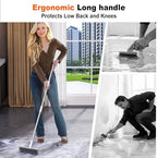 Floor Scrub Brush with Long Handle, Heavy-Duty Tile and Shower Grout Brush Stiff, Professional Grout Cleaner for Bathroom, Kitchen, Floor, Tile Brush Concrete Surfaces