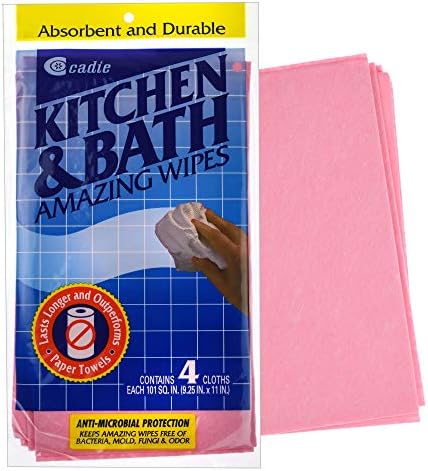 Cadie Kitchen and Bath Amazing Wipes - Absorbent and Reusable Cloth for Washing, Drying, Wiping in The Bathroom or Cuisine Surfaces | Cleaning Sink, Tiles, Bathtub, Walls, Mirror or Floors | 2-Pack