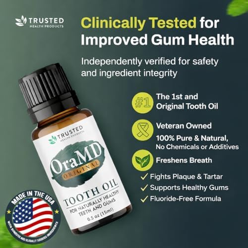 OraMD 4-in-1 Original Strength Tooth Oil- Clinically Tested Gum Disease Treatment, Gingivitis Treatment, Periodontal Disease Treatment, Sensitive Teeth and Gums - All-Natural Solution (3-Pack)