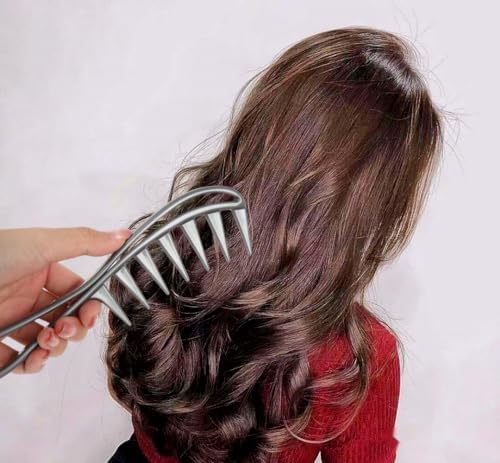 2Pcs Wide Tooth Comb for Wet Curly Wavy Thick Long Hair - Premium Plastic Grip for Wigs, Barber Salon - Large Shark Teeth Anti-Static Hair Combs for Men Women (Black, Grey)