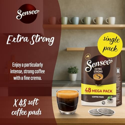 Senseo Extra Strong Coffee Pods – 48 Count (1 Pack) – Dark Roast with Intense & Bold Flavor and Rich Crema – Single-Serve Coffee Pads Compatible with Senseo & PeleCom Machines