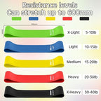 Sratte 120 Pcs Workout Loop Resistance Bands Bulk, Gym Elastic Bands Set for Fitness Sport Class Students Members Gift Physical, 5 Pieces Each Set, with Large Drawstring Backpack Bags