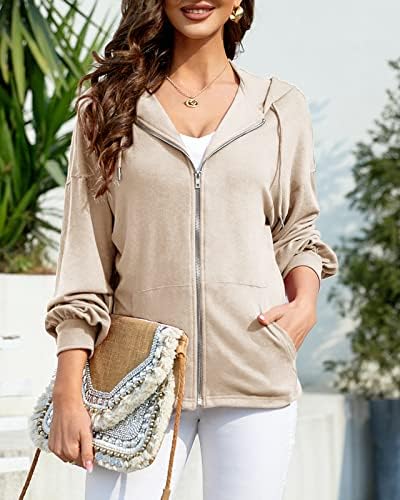Zatanaroni Womens Zip Up Hoodies Loose fit Sweatshirt Casual Long Sleeve Shirts for Women Pullover Tops With Pocket