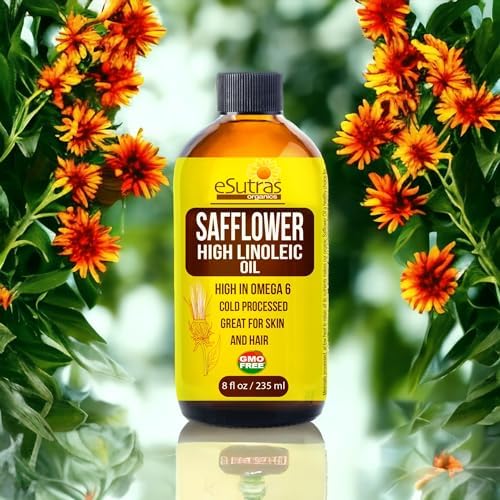 eSutras Organics Safflower Hi Linoleic Oil, Cold pressed from High Linoleic Safflower seeds 8 oz