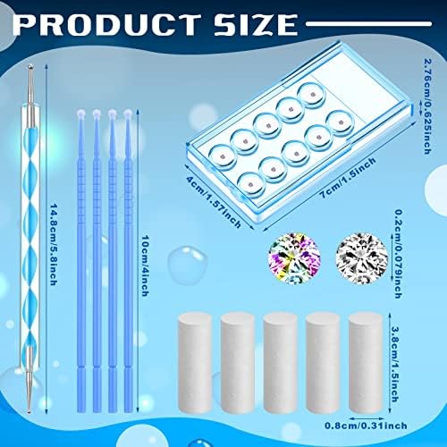 Boao 61 Pcs Tooth Gem Kit DIY Jewelry Dental Gems Reflective Teeth Diamonds Set Artificial Crystal Ornaments Jewel with Applicator Sticks Dot Drill Pen Cotton Sticks(White,Colorful,Blue)