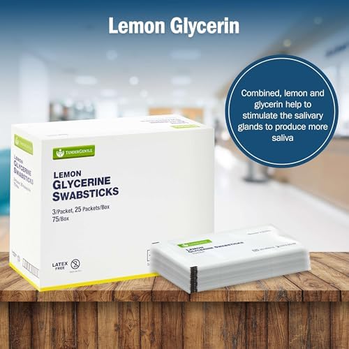 Lemon Mouth Swabs for Hospice Patients - Pack of 75 Lemon Glycerin Oral Swabs for the Elderly - Refreshes and Moistens the Mouth, Teeth, and Gums