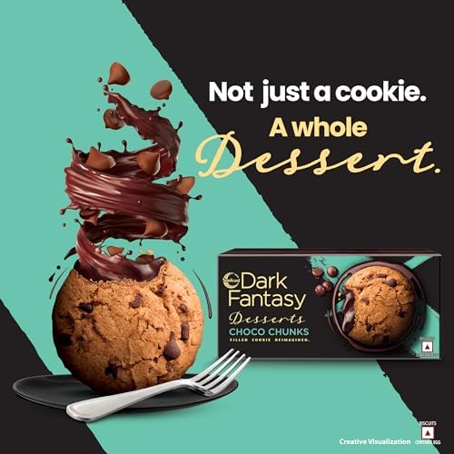 Sunfeast Dark Fantasy Desserts Choco Chunks,UNIQUE 75g | Filled Cookie Reimagined, BROWN
