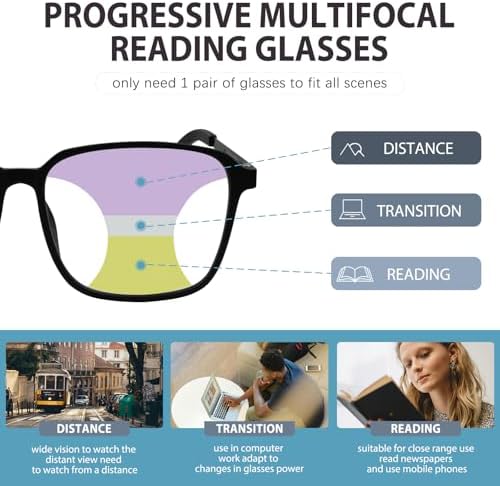 Multifocus Progressive Reading Glasses Men Blue Light Blocking Multifocal Computer Readers Photochromic Sunglasses