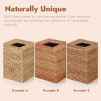Rattan Tissue Box Cover Square, Hand Woven Wicker Tissue Holder, 5.5 x 5.5 X 5.7 inch, Natural