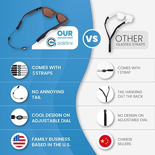Adjustable Eyeglass Strap (Fish Style) - No Tail Sunglass Strap - Eyewear String Holder - With Bonus Glasses Cleaning Cloth