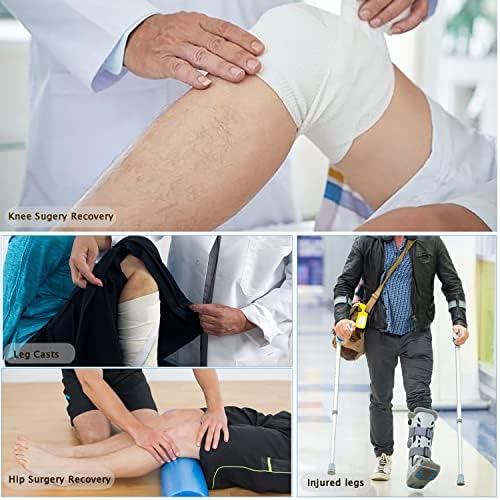 Deyeek Mens Tear Away Basketball Pants 2 Side Zippers Snap Off Full Open Down Sweatpants Leg Post Surgery Pant with Pockets