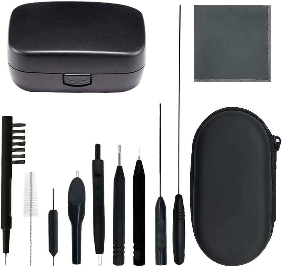 12 Pieces Hearing Aid Cleaning Brush Kits Tools with Wax Loop and Magnet Suitable for Earbuds/Headphones Cleaner with Storage Case