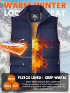 MAGCOMSEN Men's Winter Vest Outerwear Fleece Lined Outdoor Vest Warm Sleeveless Jacket
