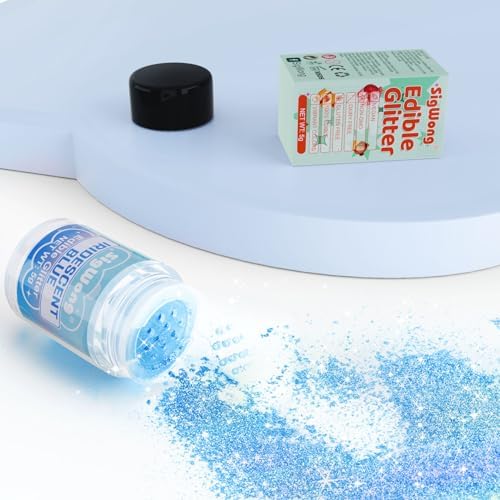 Iridescent Blue Edible Glitter - 5g Food Grade Cake Decorating Shimmering Glitter, Edible Sprinkle Luster Dust for Drinks, Chocolates, Fondant, Strawberries, Cupcakes, Candy, Easter Cookie - Vegan