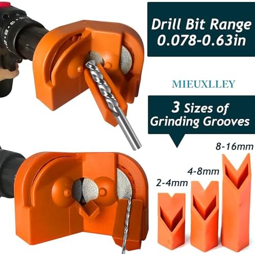Drill Bit Sharpener,Portable Drill Bit Sharpener,Multipurpose Drill Bit Grinding Sharpener (Orange, Large)