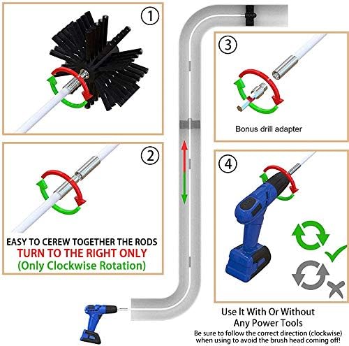 20-Feet Dryer Vent Cleaner Kit with Drill Attachment and A Collection Bag