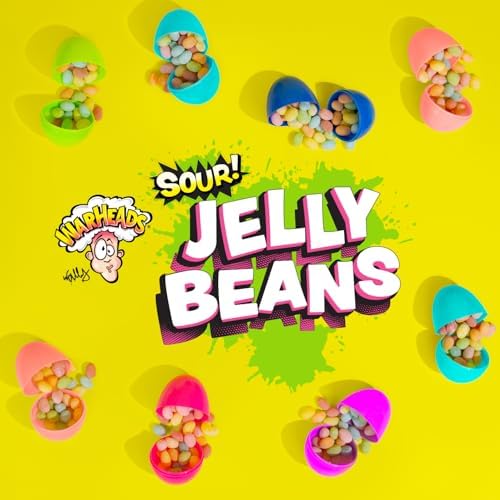 WARHEADS® Sour Jelly Beans Bulk Candy - Assorted Fruit Flavors (Black Cherry, Blue Raspberry, Green Apple, Lemon, Orange, Watermelon) - Sour Candy for Parties and Snacking - 1 lb Bag