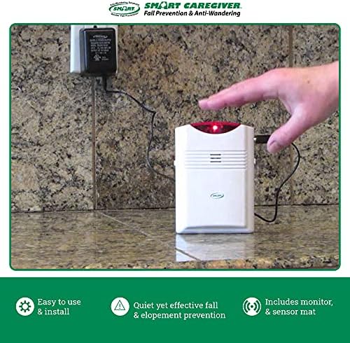 Smart Caregiver Cordless Monitor with Cordless 24in x 48in Gray Floor Mat - Get to Them so They Don't Walk Alone!