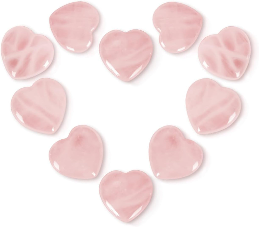 Ditind 10PCS Rose Quartz Heart Healing Crystals – Natural Handcrafted Gemstones for Love, Energy Balancing & Meditation, Crystals and Healing Stones for Spiritual Growth & Relaxation.