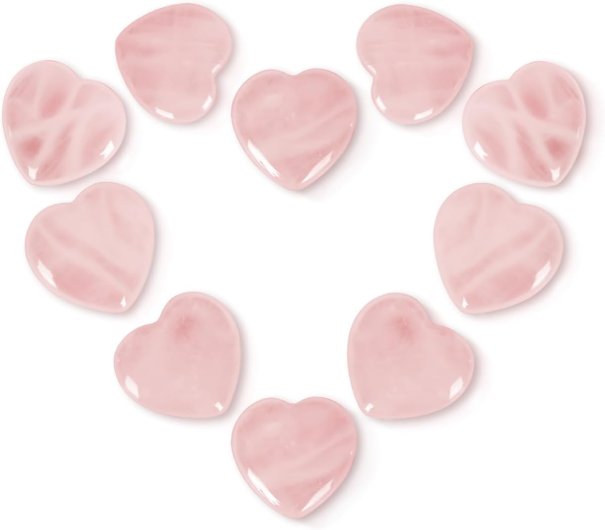 Ditind 10PCS Rose Quartz Heart Healing Crystals – Natural Handcrafted Gemstones for Love, Energy Balancing & Meditation, Crystals and Healing Stones for Spiritual Growth & Relaxation.