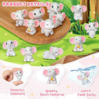 Beeveer 36 Pcs Mini Elephant Animals Miniature Figurines Toys Elephant Cake Toppers Resin Miniature Moss Landscape DIY Terrarium Crafts Ornament for Baby Shower Party Cake Decor