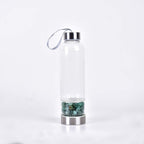 Natural Crystal Water Bottlel Healing Elixir Quartz Reusable Gem Glass Water Bottle for Making Elixir Infused Water with Crystal Energy Crystal Infused Gemwater 550Ml