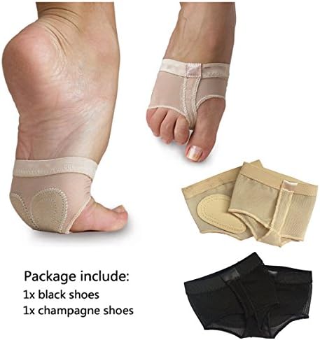 Wuchieal 2 Pairs Women's Dance Paws Pad Foot Thongs Toe Undies Half Lyrical Shoes Socks