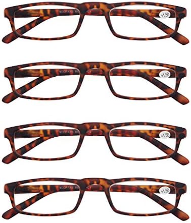 MODFANS Reading Glasses Demi +2.25-4 Pairs Fashion Readers Narrow Frame Spring Hinge for Men Women