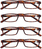 MODFANS Reading Glasses Demi +2.25-4 Pairs Fashion Readers Narrow Frame Spring Hinge for Men Women