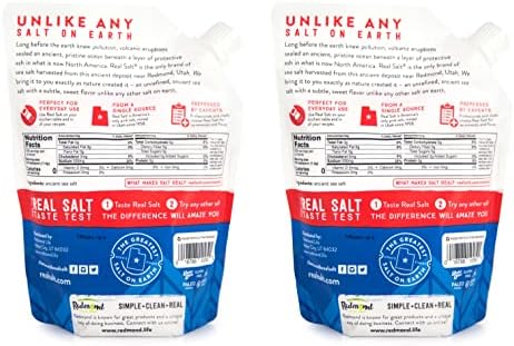 REDMOND Real Sea Salt - Natural Unrefined Gluten Free Fine, 26 Ounce Pouch (2 Packs)