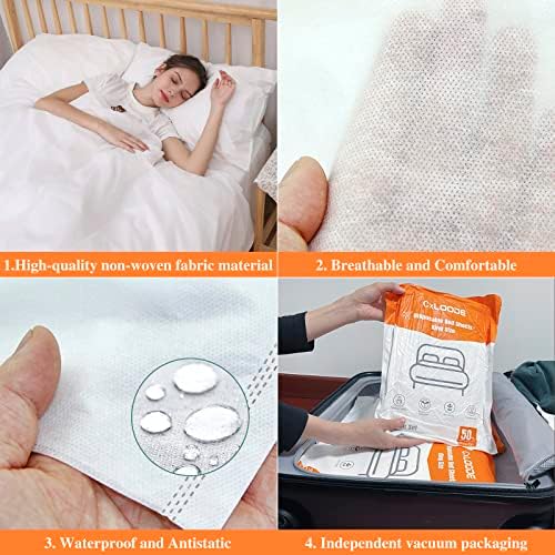 Disposable Bed Sheets Fitted Sheet King Size, Disposable Travel Sheet for Hotel with Quilt Cover and Pillowcase, Disposable Bedding Travel Bedding Disposable Sheets for Travel Hotel Hospital