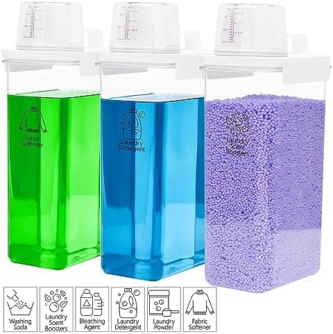 Laundry Detergent Dispenser 3 Pack Laundry Soap Dispensers 78 oz Liquid Detergent Dispenser for Room Organization with 6 Removable Labels for Softener Bleach Powder Soda etc