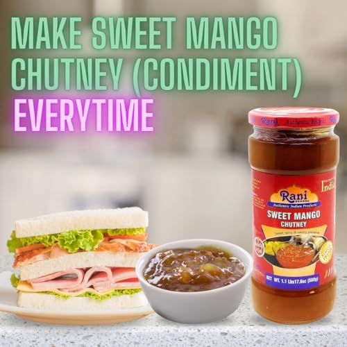 Rani Sweet Mango Chutney (Indian Preserve) 17.6oz (500g) 1.1lbs Glass Jar, Ready to eat, Vegan ~ Gluten Free, All Natural, NON-GMO