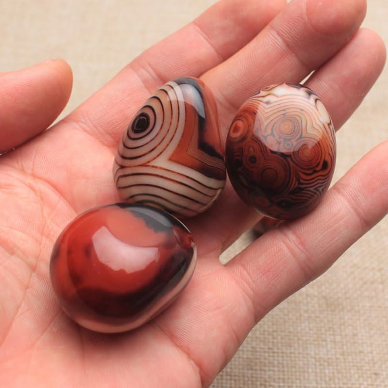 COLLBATH Natural Sardonyx Agate Stones Big Tumbled Healing Crystals for Crafts Meditation Home Decor Positive Energy and Chakra Balancing