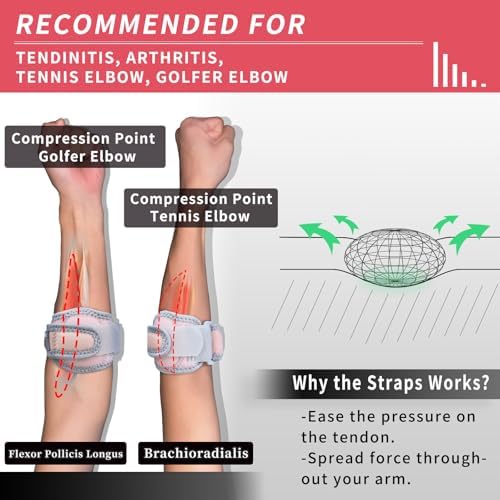 INDEEMAX Elbow Brace for Tendonitis and Tennis Elbow Strap for Women Men, 2 Pack Golfers Elbow Brace Counterforce Band with Compression Pad, Effective Tendon Pain Relief, Pink