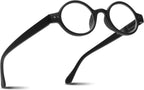 2SeeLife Small Round TR-90 Reading Glasses for Men & Women - Narrow-Medium Fit, Sturdy Frame, Spring Hinges, Retro Readers, Black, +2.50