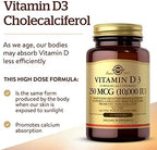 Solgar Vitamin D3 Cholecalciferol 250 MCG 10000 IU Softgels Helps Maintain Healthy Bones Teeth Immune System Support Non-GMO Gluten, Dairy Free Servings, 180 Count