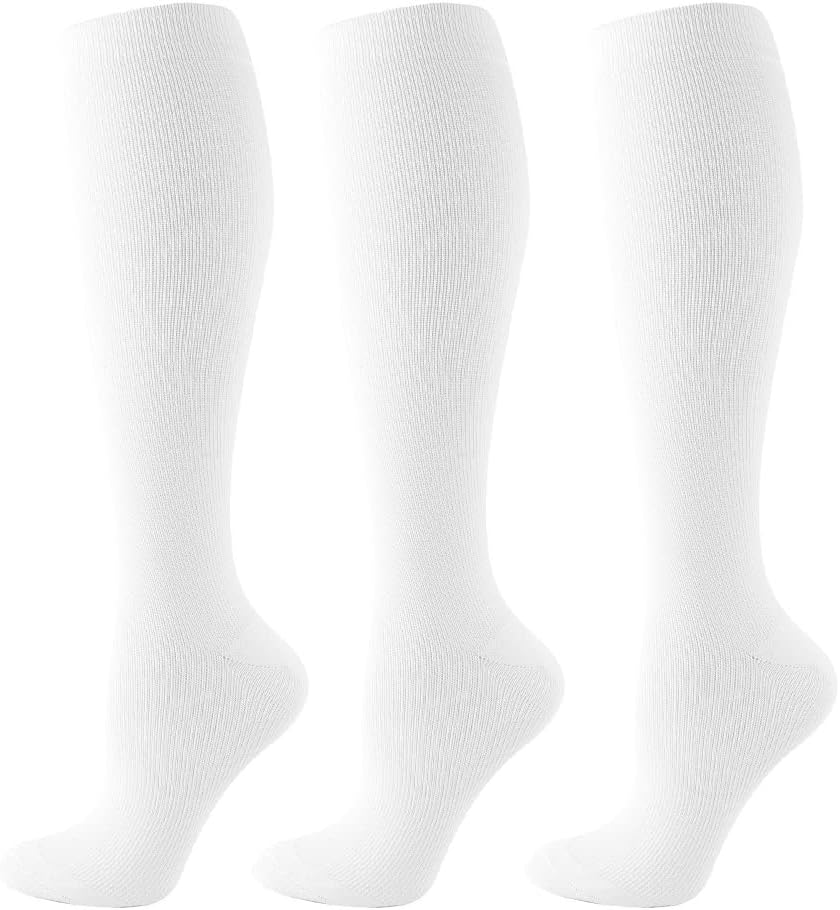 HYCOPROT Compression Socks for Women & Men Circulation (3 Pairs) 15-20 mmHg for Athletics Running Nurses Pregnancy Travel