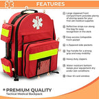 NOVAMEDIC First Aid Empty EMT Tactical Backpack Bag ,17"x6"x9", for Emergency and First Responder Trauma Treatment Oxygen O2 Tank and Medical Supplies Back Pack, Red