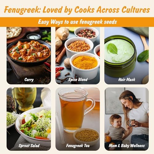 Spice Profile USDA Organic Fenugreek Seeds, Lab Tested for Heavy Metals, Resealable 8 oz Pouch, Methi, Semillas de Fenogreco