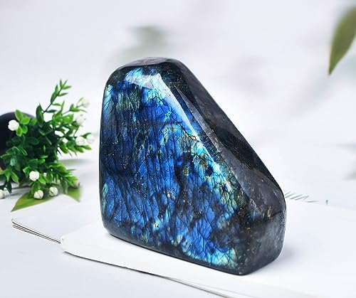 Large Labradorite Rock Polished Slab Block Healing Crystal Stone for Meditation Gift Home Decor 0.8-1.3 Pound
