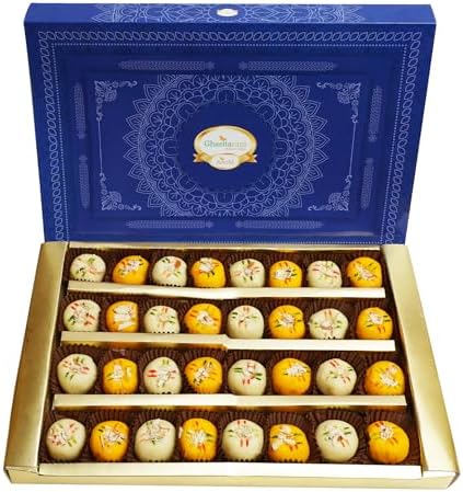 Ghasitaram Gifts Indian Sweets - Sugar Free Sweets - Mawa Peda (Kesar)(800 GMS)