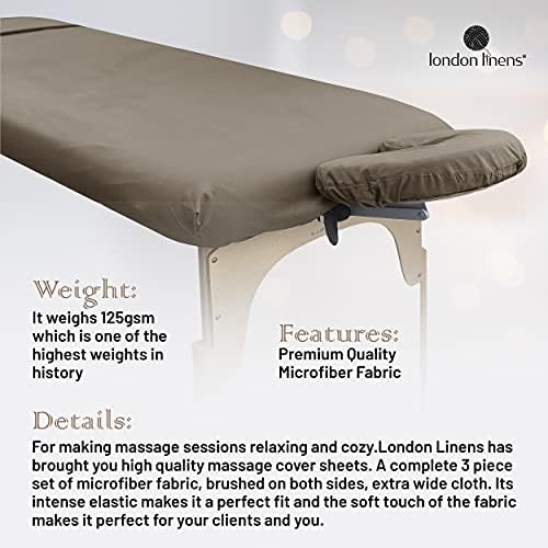 LONDON LINENS Soft Microfiber 3-Piece Massage Table Sheets - Super Lightweight, Stain and Wrinkle Resistant - Includes Table Cover, Fitted Sheet, and Face Rest Cover (walnut)