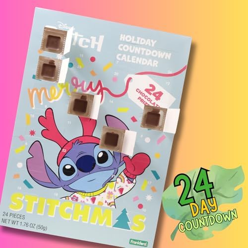 2025 Lilo and Stitch Christmas Advent Calendar, Chocolate Candy Inside, 24 Day Holiday Countdown Activity, 1.76 Ounces
